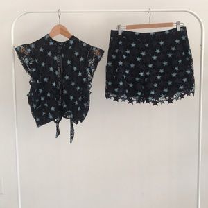 Willow & Clay Star Lace Set (Crop Top + Short)